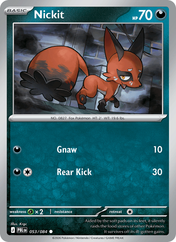 Nickit 053/084 Pitch Black Pokémon card - Reverse Holo