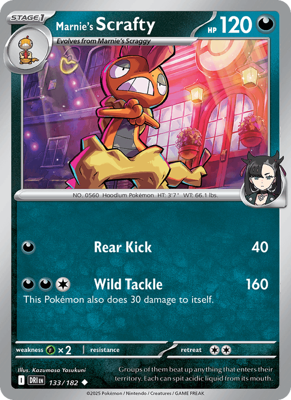 Marnie's Scrafty 133/182 Destined Rivals Pokémon TCG Regular