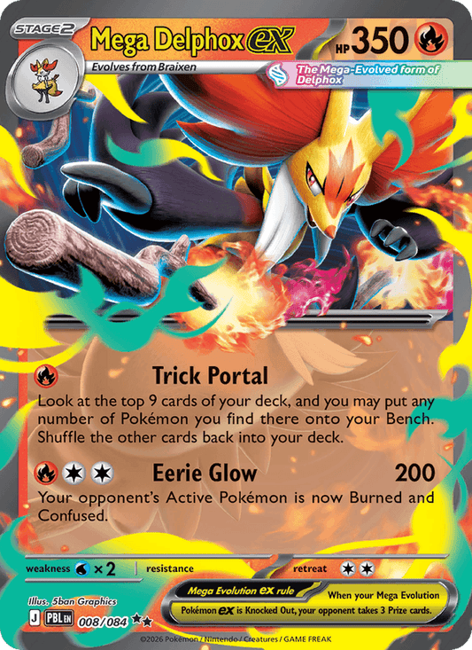Mega Delphox ex 008/084 Pitch Black Pokémon card - Reverse Holo