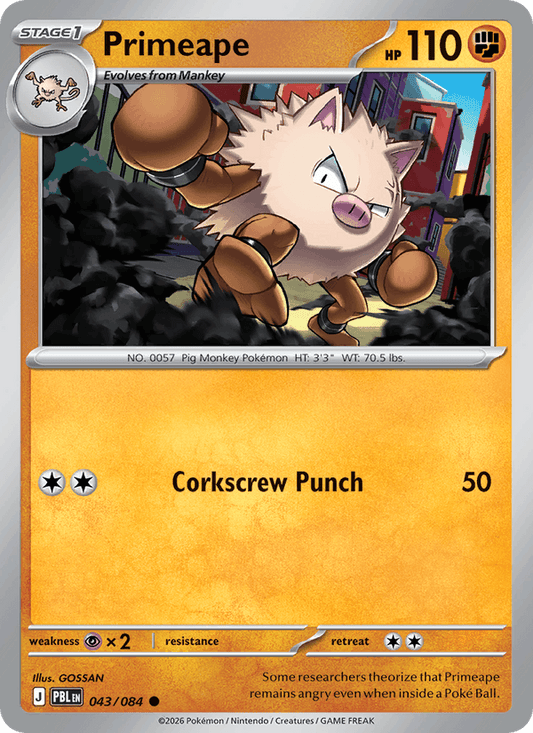 Primeape 043/084 Pitch Black Pokémon card - Regular