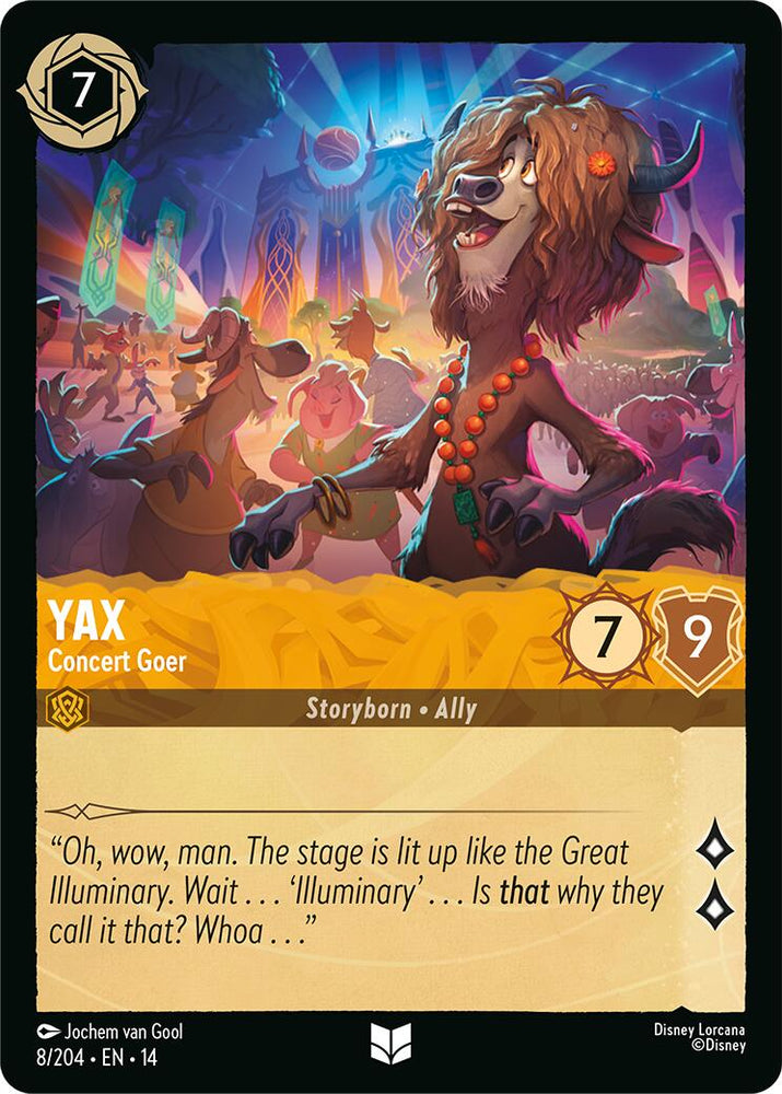 Yax – Concert Goer 008/204, Disney Lorcana Hyperia City non-foil card front