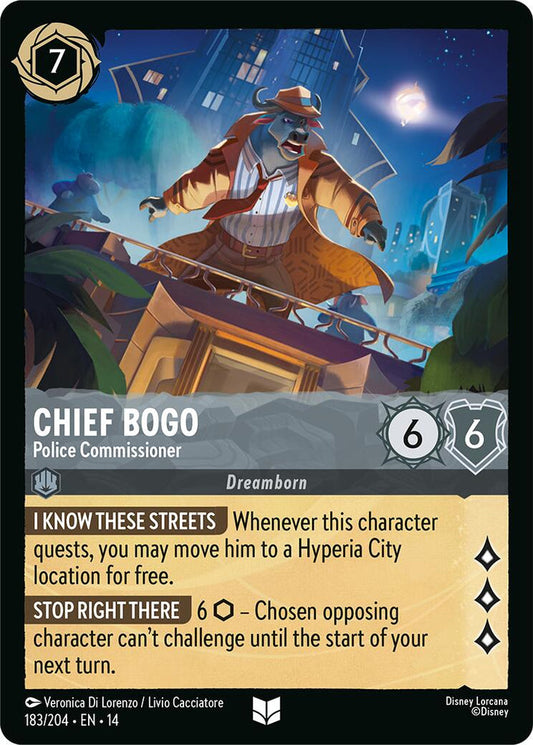 Chief Bogo – Police Commissioner 183/204, Disney Lorcana Hyperia City non-foil card front