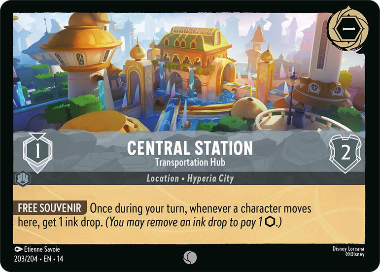 Central Station – Transportation Hub 203/204, Disney Lorcana Hyperia City non-foil card front