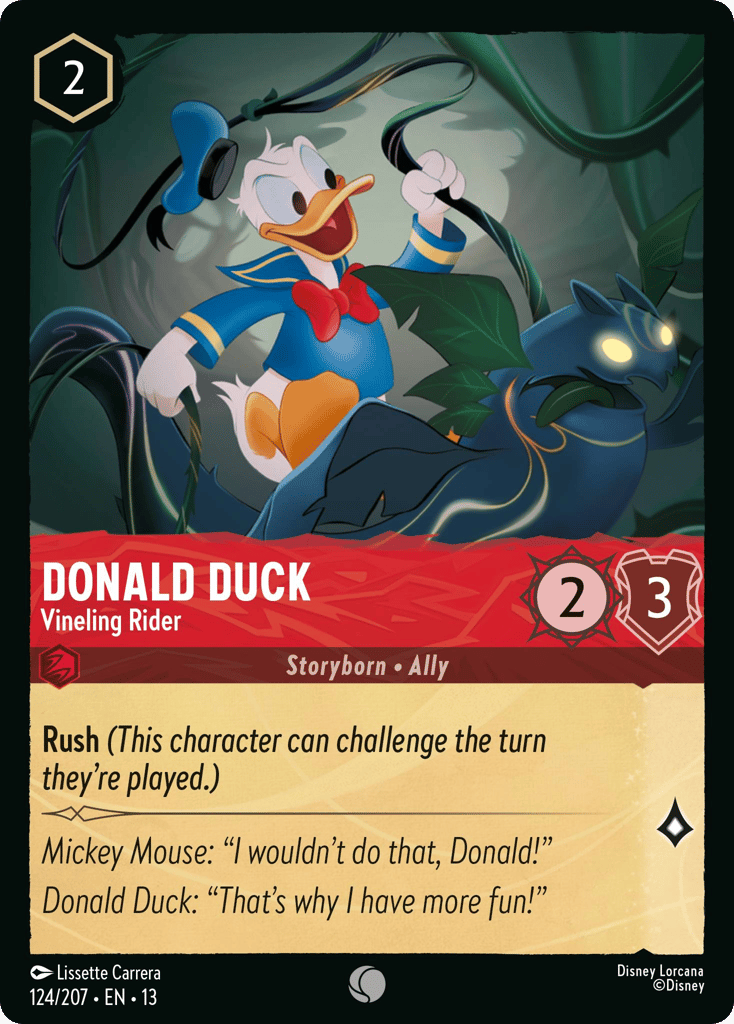 Donald Duck - Vineling Rider 124/207 — Disney Lorcana Attack of the Vine! English non-foil card front