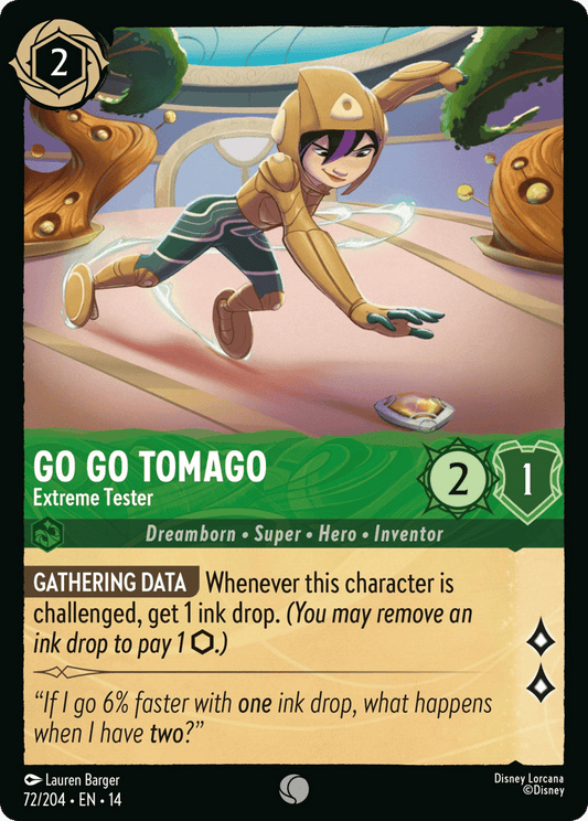 Go Go Tomago - Extreme Tester 072/204 – Disney Lorcana Hyperia City – Non-Foil card artwork