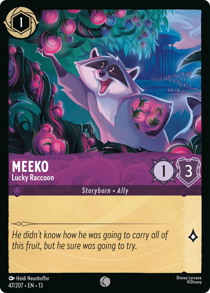 Meeko - Lucky Raccoon 047/207 — Disney Lorcana Attack of the Vine! English non-foil card front