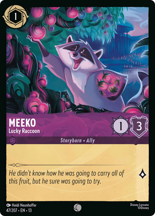 Meeko - Lucky Raccoon 047/207 — Disney Lorcana Attack of the Vine! English non-foil card front