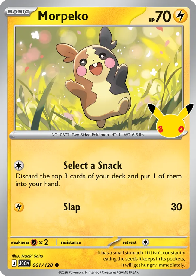 Morpeko 061/128 — Pokémon TCG 30th Celebration card front