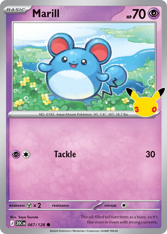 Marill 067/128 — Pokémon TCG 30th Celebration card front