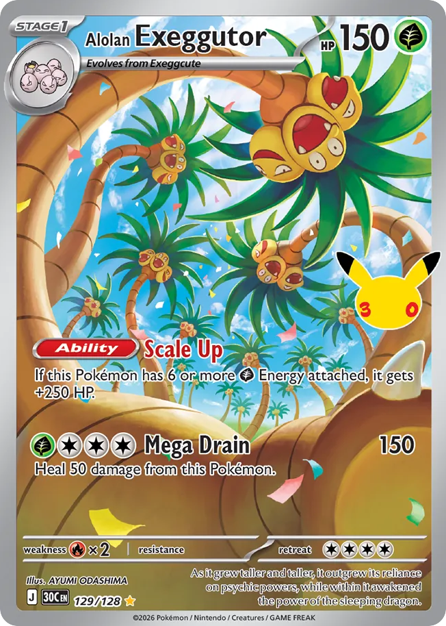 Alolan Exeggutor 129/128 — Pokémon TCG 30th Celebration card front