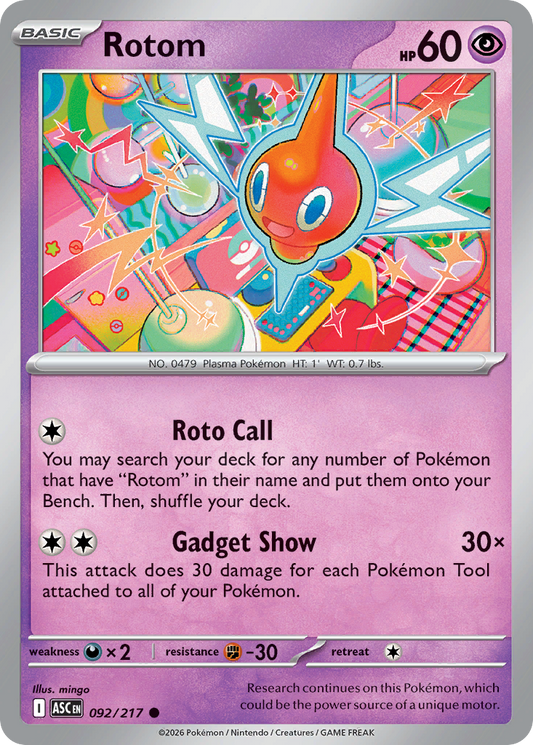Rotom 092/217 - Pokemon Ascended Heroes Non-Holo - card front