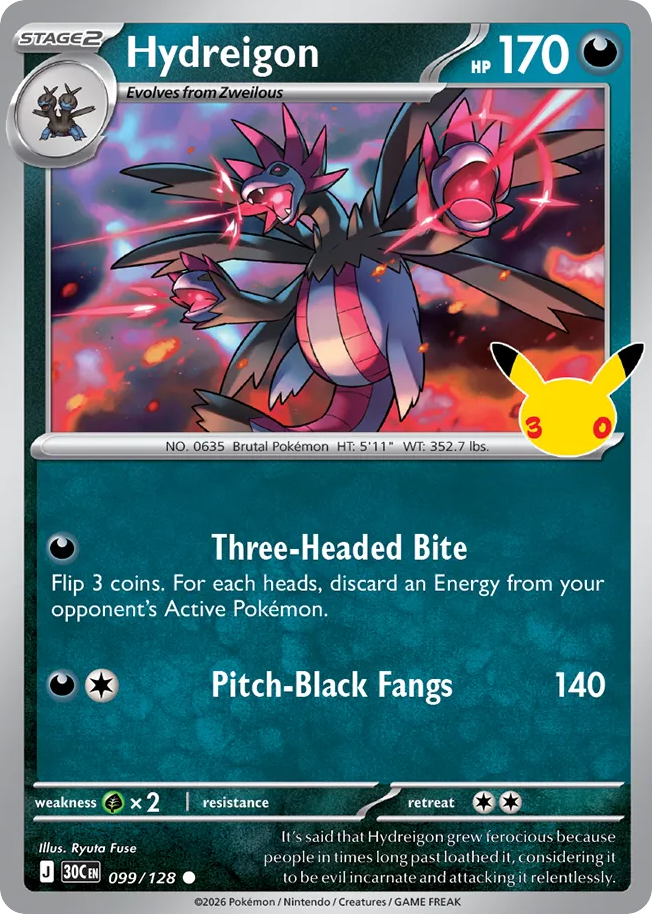 Hydreigon 099/128 — Pokémon TCG 30th Celebration card front