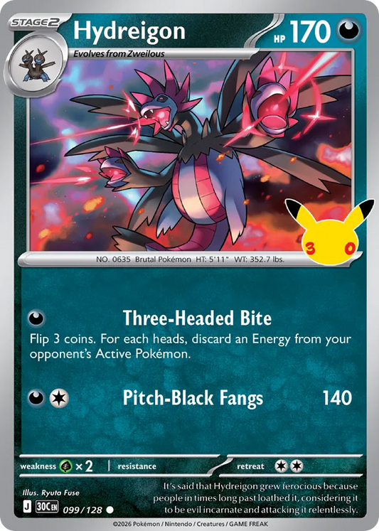 Hydreigon 099/128 — Pokémon TCG 30th Celebration card front