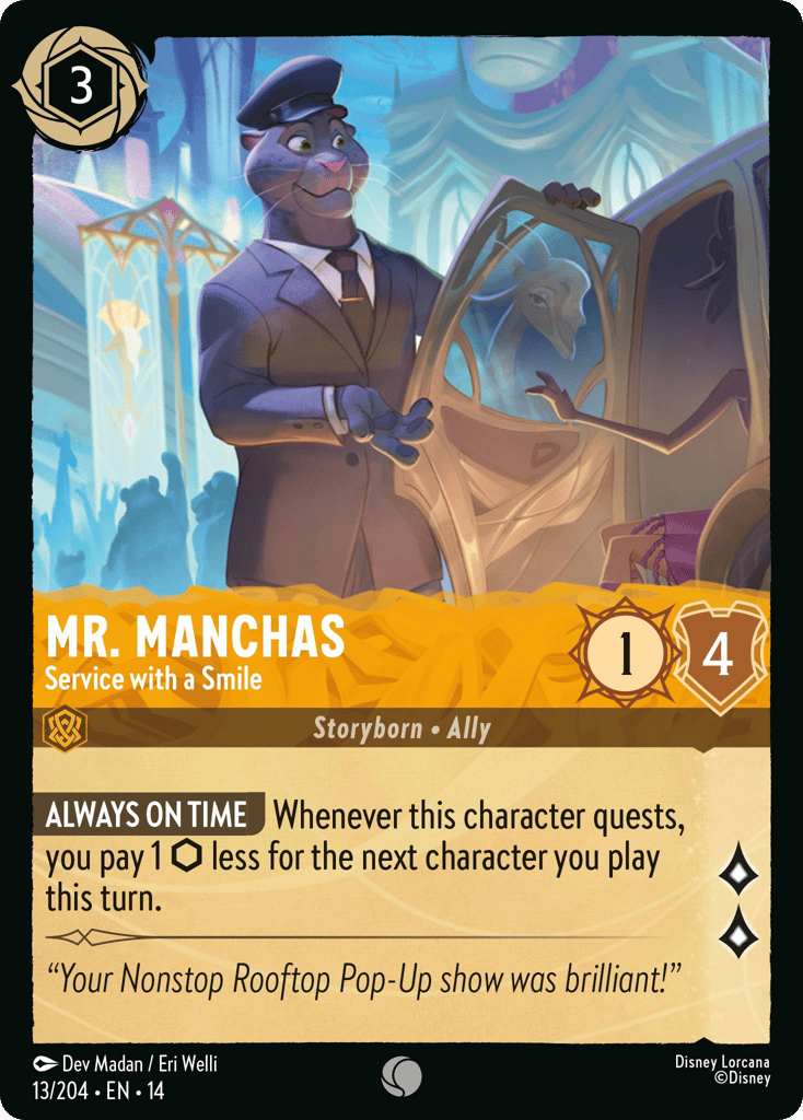 Mr. Manchas - Service with a Smile 013/204 – Disney Lorcana Hyperia City – Non-Foil card artwork