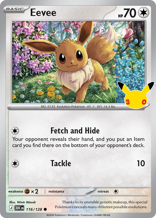 Eevee 116/128 — Pokémon TCG 30th Celebration card front