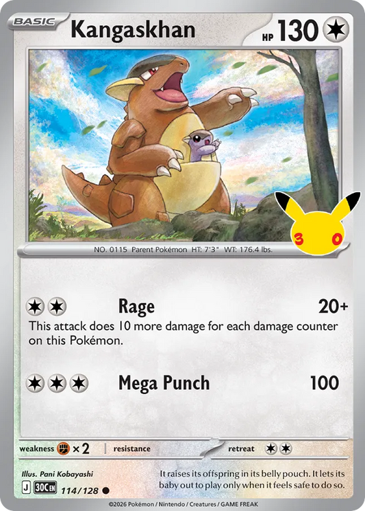 Kangaskhan 114/128 — Pokémon TCG 30th Celebration card front