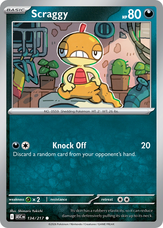 Scraggy 134/217 - Pokemon Ascended Heroes Non-Holo - card front