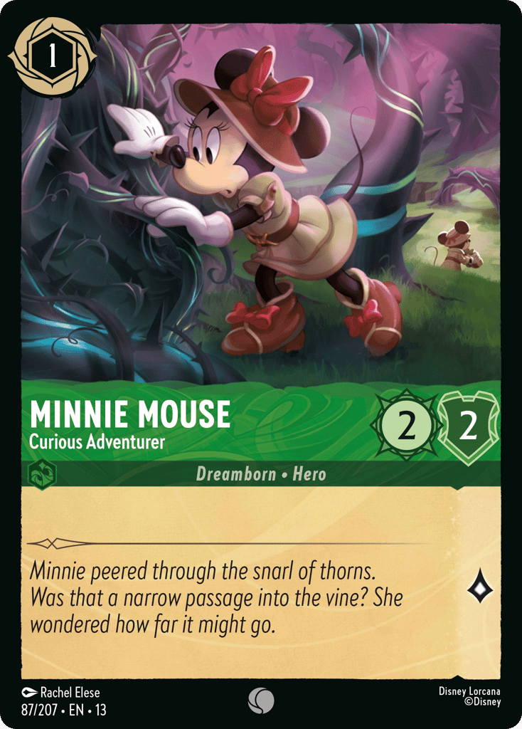 Minnie Mouse - Curious Adventurer 087/207 — Disney Lorcana Attack of the Vine! English non-foil card front