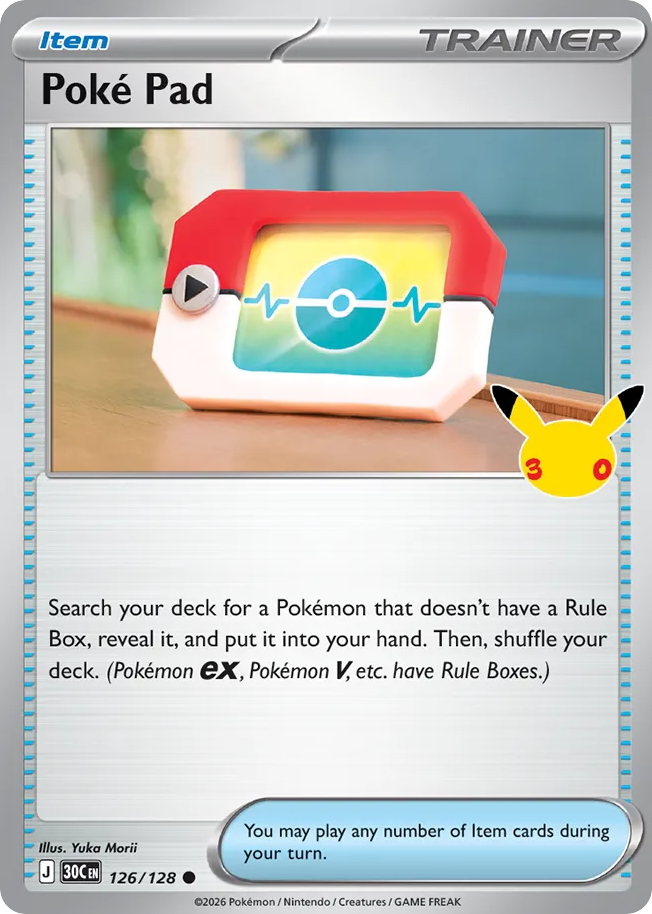 Poké Pad 126/128 — Pokémon TCG 30th Celebration card front