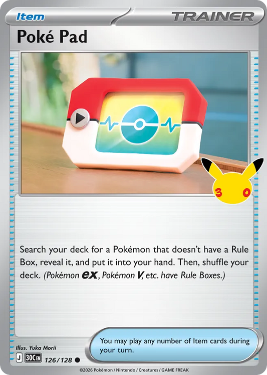 Poké Pad 126/128 — Pokémon TCG 30th Celebration card front