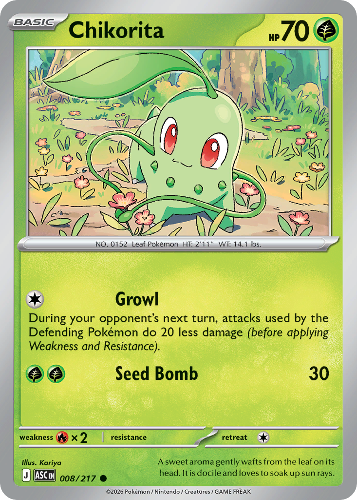 Chikorita 008/217 - Pokemon Ascended Heroes Non-Holo - card front