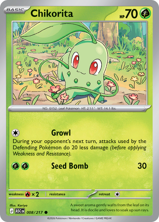 Chikorita 008/217 - Pokemon Ascended Heroes Non-Holo - card front
