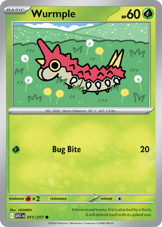 Wurmple 011/217 - Pokemon Ascended Heroes Non-Holo - card front