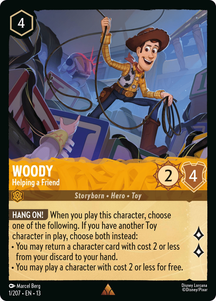 Woody - Helping a Friend 001/207 — Disney Lorcana Attack of the Vine! English non-foil card front