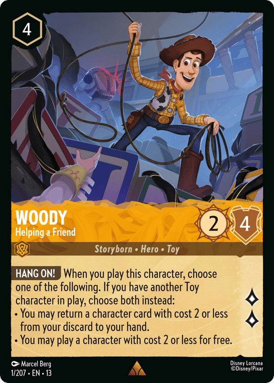 Woody - Helping a Friend 001/207 — Disney Lorcana Attack of the Vine! English non-foil card front