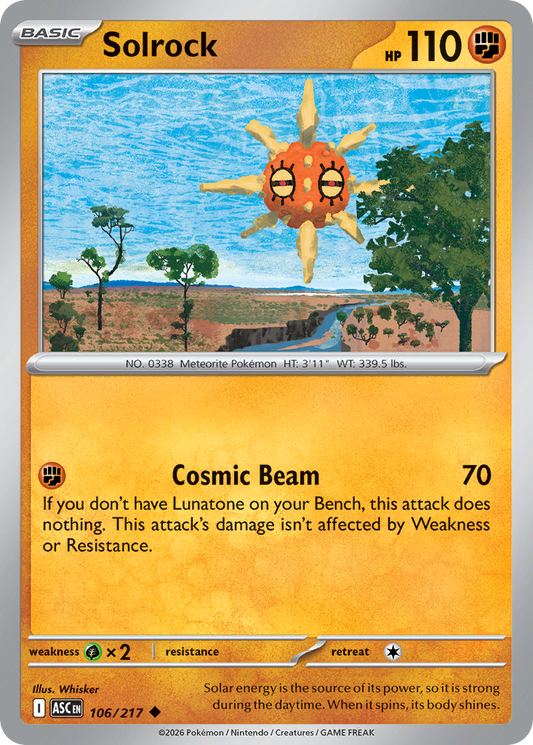Solrock 106/217 - Pokemon Ascended Heroes Non-Holo - card front