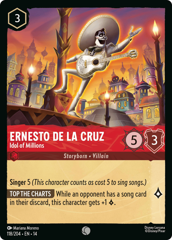 Ernesto de la Cruz - Idol of Millions 118/204 – Disney Lorcana Hyperia City – Non-Foil card artwork