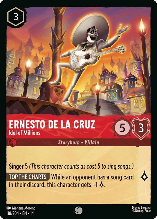 Ernesto de la Cruz - Idol of Millions 118/204 – Disney Lorcana Hyperia City – Non-Foil card artwork