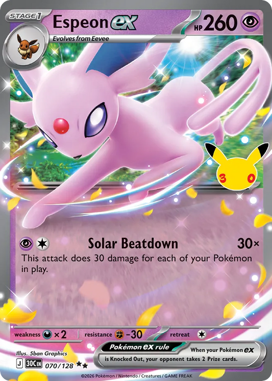 Espeon ex 070/128 — Pokémon TCG 30th Celebration card front
