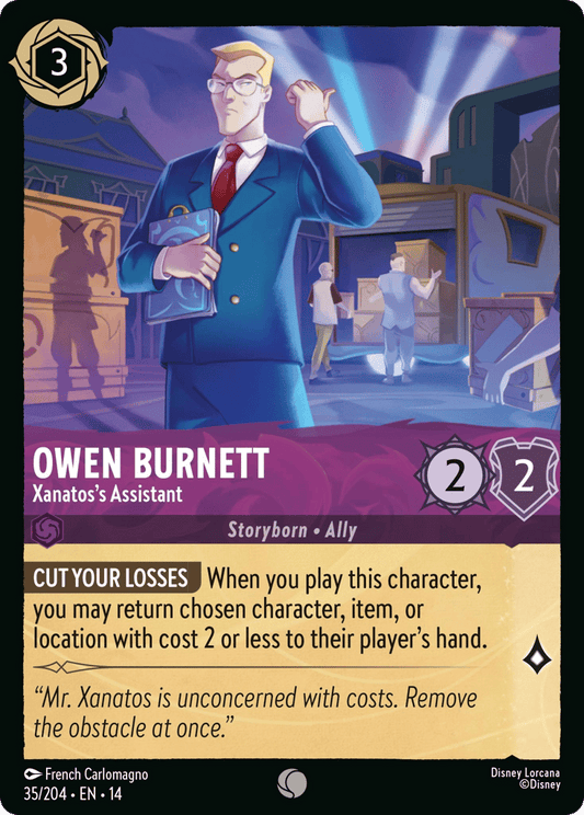 Owen Burnett - Xanatos's Assistant 035/204 – Disney Lorcana Hyperia City – Non-Foil card artwork