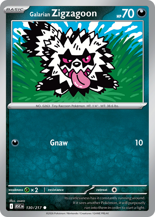 Galarian Zigzagoon 130/217 - Pokemon Ascended Heroes Non-Holo - card front