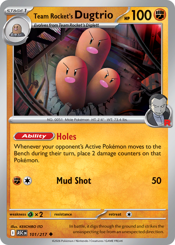 Team Rocket's Dugtrio 101/217 - Pokemon Ascended Heroes Non-Holo - card front
