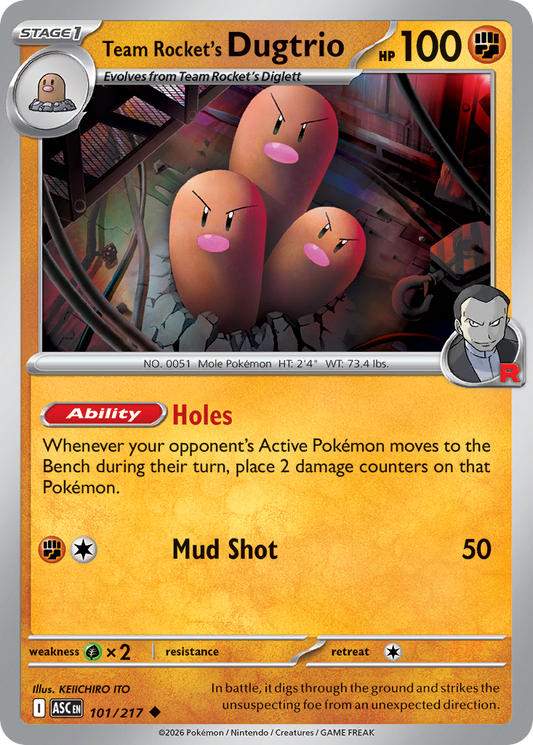 Team Rocket's Dugtrio 101/217 - Pokemon Ascended Heroes Non-Holo - card front