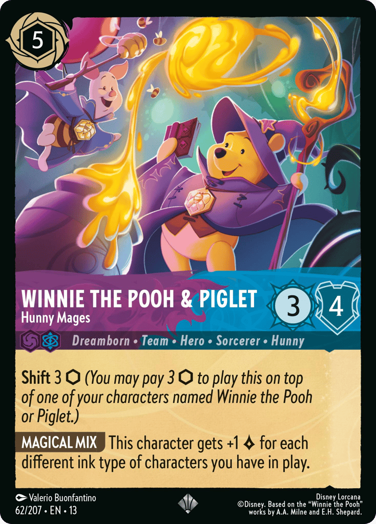 Winnie the Pooh & Piglet - Hunny Mages 062/207 — Disney Lorcana Attack of the Vine! English non-foil card front