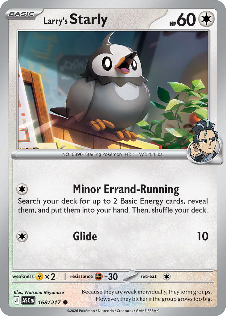 Larry's Starly 168/217 - Pokemon Ascended Heroes Non-Holo - card front