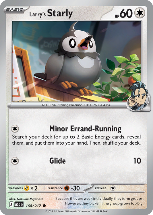 Larry's Starly 168/217 - Pokemon Ascended Heroes Non-Holo - card front