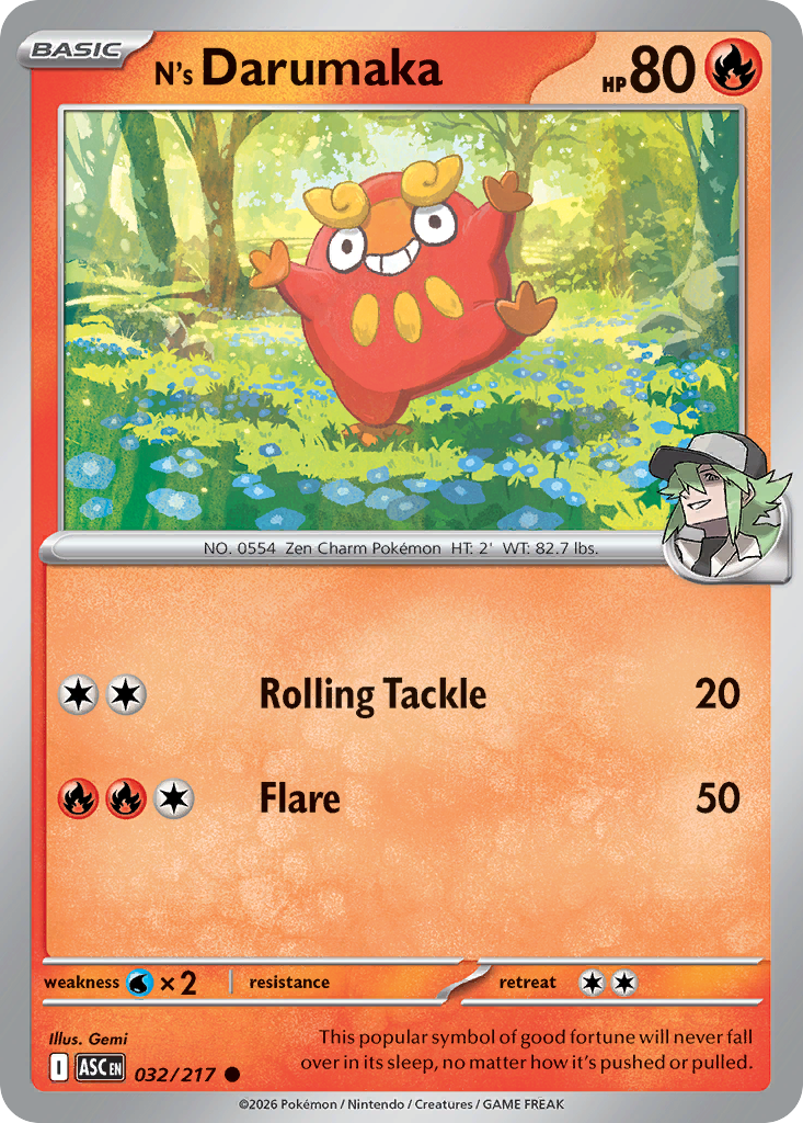 N's Darumaka 032/217 - Pokemon Ascended Heroes Non-Holo - card front