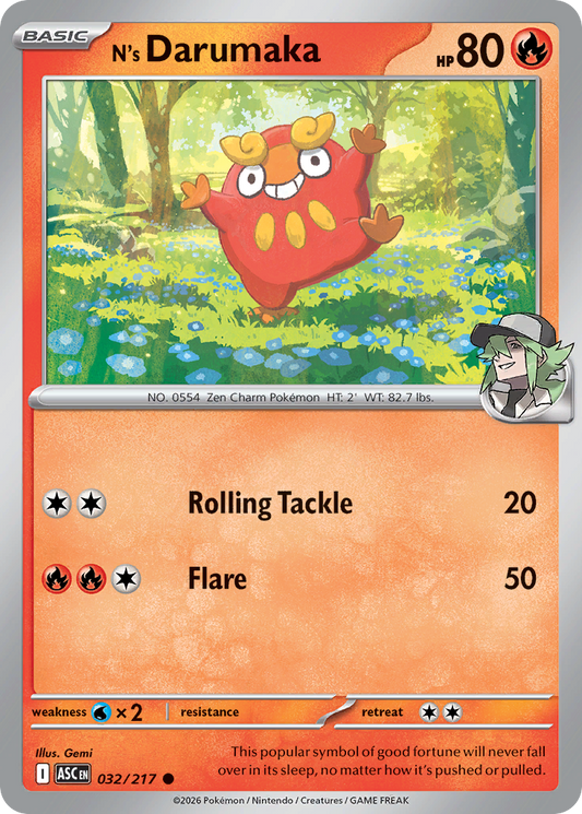 N's Darumaka 032/217 - Pokemon Ascended Heroes Non-Holo - card front