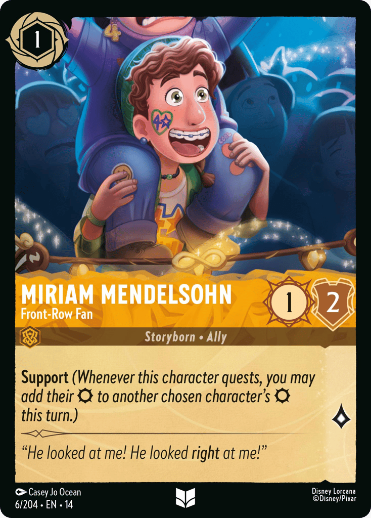 Miriam Mendelsohn - Front-Row Fan 006/204, Disney Lorcana Hyperia City, non-foil card front
