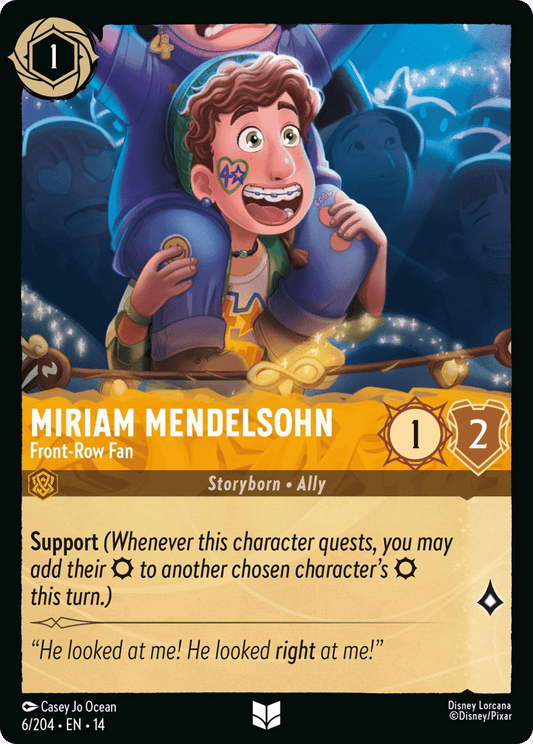 Miriam Mendelsohn - Front-Row Fan 006/204, Disney Lorcana Hyperia City, non-foil card front