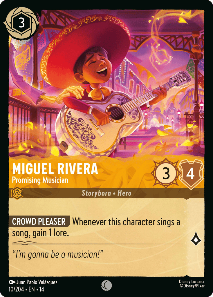 Miguel Rivera - Promising Musician 010/204 – Disney Lorcana Hyperia City – Non-Foil card artwork