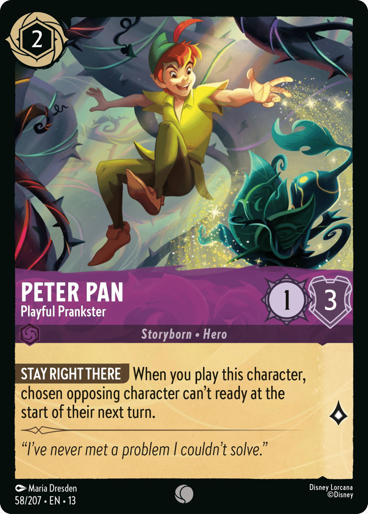 Peter Pan - Playful Prankster 058/207 — Disney Lorcana Attack of the Vine! English non-foil card front