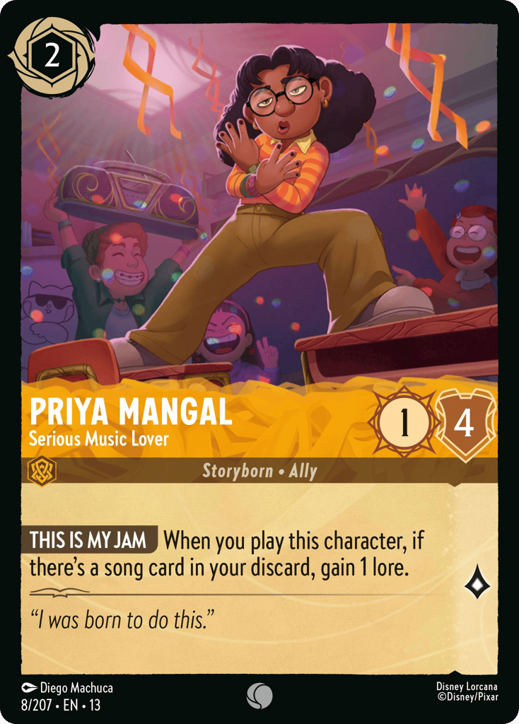 Priya Mangal - Serious Music Lover 008/207 — Disney Lorcana Attack of the Vine! non-foil English card