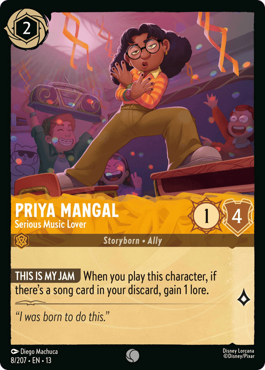 Priya Mangal - Serious Music Lover 008/207 — Disney Lorcana Attack of the Vine! non-foil English card
