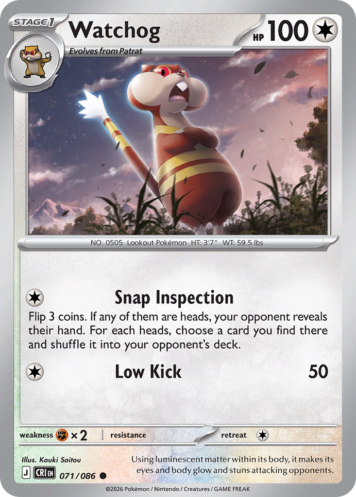 Watchog 071/086 – Pokémon Chaos Rising – Reverse Holo
