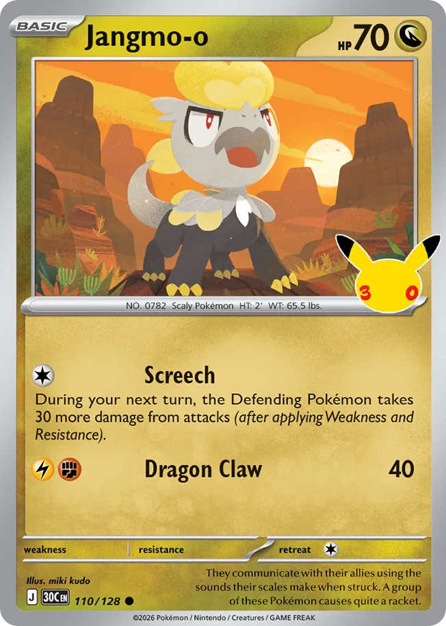 Jangmo-o 110/128 — Pokémon TCG 30th Celebration card front